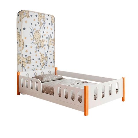 Cama Montessoriana Melissa Infantil Completa com Grade Colchão e Luminária Led - Branco