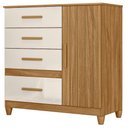 Ver imagem 1 de Comoda Venus 4 Gavetas 1 Porta com Pes 98 Cm Freijo Off White Friso Moval