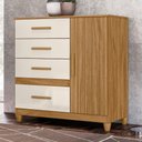 Ver imagem 4 de Comoda Venus 4 Gavetas 1 Porta com Pes 98 Cm Freijo Off White Friso Moval