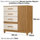 Ver imagem 3 de Comoda Venus 4 Gavetas 1 Porta com Pes 98 Cm Freijo Off White Friso Moval