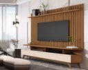 Ver imagem 1 de Painel Ripado Classic Sala Estar com Rack Vivare Wood - 2 Cores:freijó/offwhite
