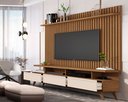 Ver imagem 3 de Painel Ripado Classic Sala Estar com Rack Vivare Wood - 2 Cores:freijó/offwhite
