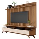 Ver imagem 2 de Painel Ripado Classic Sala Estar com Rack Vivare Wood - 2 Cores:freijó/offwhite