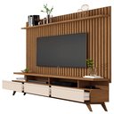 Ver imagem 4 de Painel Ripado Classic Sala Estar com Rack Vivare Wood - 2 Cores:freijó/offwhite