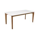 Ver imagem 1 de Mesa de Jantar Flutuante 160x90cm Madeira Maciça - Amêndoa - Tampo 160x90cm Branco/vidro Off-white
