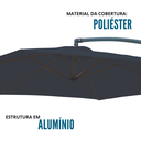 Ver imagem 7 de Ombrellone Guarda Sol Grande Suspenso 3 Metros Importway Azul Sombreiro Luxo com Capa
