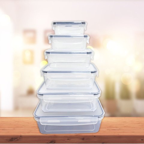 Kit com 6 Potes de Mantimentos Herméticos Plásticos Marmita:transparente