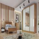 Ver imagem 2 de Guarda Roupa Arezzo 3 Portas 4 Gavetas 1 Espelho Cor:cumaru Fendi