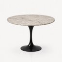 Ver imagem 1 de Mesa de Jantar Saarinen Redondo 90 cm Tampo Mármore Taj Mahal Base Laca Preta
