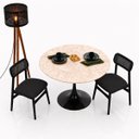 Ver imagem 3 de Mesa de Jantar Saarinen Redondo 90 cm Tampo Mármore Taj Mahal Base Laca Preta