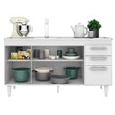 Ver imagem 2 de Balcão Gabinete Lis com Pia Inox 150cm 4 Portas Branco - Mpozenato