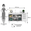 Ver imagem 4 de Balcão Gabinete Lis com Pia Inox 150cm 4 Portas Branco - Mpozenato