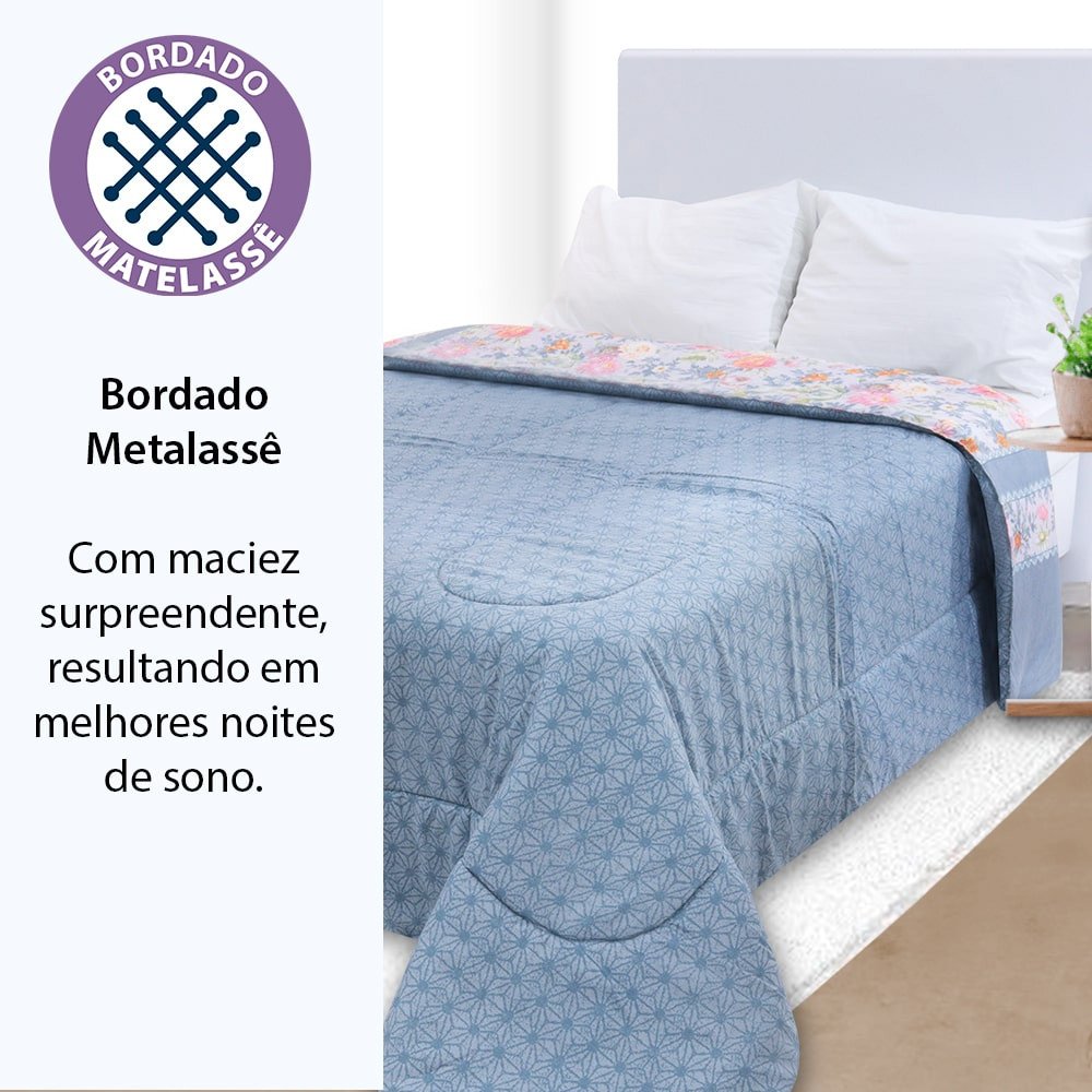 Edredom Queen Antialérgico Dupla Face Estampado 240x215cm - Bf Colchões - 3