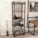 Ver imagem 2 de Estante Livreiro Prisma Estilo Industrial 60cm 5 Prateleiras Nogal - Mpozenato