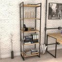 Ver imagem 1 de Estante Livreiro Prisma Estilo Industrial 60cm 5 Prateleiras Carvalho - Mpozenato