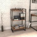 Ver imagem 2 de Estante Livreiro Prisma Estilo Industrial 60cm 3 Prateleiras Nogal - Mpozenato