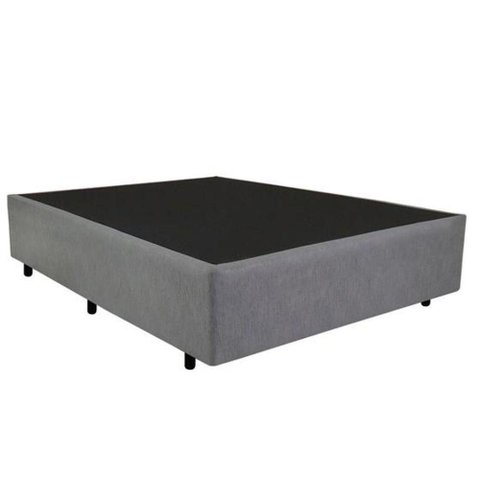 Base Box Casal Suede Cinza 38x138x188