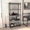 Ver imagem 2 de Estante Livreiro Prisma Estilo Industrial 80cm 5 Prateleiras Preto Onix - Mpozenato