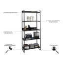 Ver imagem 3 de Estante Livreiro Prisma Estilo Industrial 80cm 5 Prateleiras Preto Onix - Mpozenato