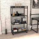 Ver imagem 2 de Estante Livreiro Prisma Estilo Industrial 80cm 4 Prateleiras Preto Onix - Mpozenato