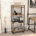 Ver imagem 2 de Estante Livreiro Prisma Estilo Industrial 60cm 4 Prateleiras Carvalho - Mpozenato