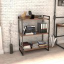 Ver imagem 2 de Estante Livreiro Prisma Estilo Industrial 80cm 3 Prateleiras Nogal - Mpozenato