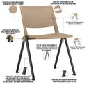 Ver imagem 3 de Kit 02 Cadeiras Empilhável Fixa Lift F02 Base Aço Preto Nude - Lyam Decor