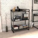 Ver imagem 2 de Estante Livreiro Prisma Estilo Industrial 80cm 3 Prateleiras Preto Onix - Mpozenato