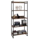 Ver imagem 1 de Estante Livreiro Prisma Estilo Industrial 80cm 5 Prateleiras Nogal - Mpozenato
