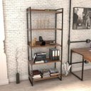 Ver imagem 2 de Estante Livreiro Prisma Estilo Industrial 80cm 5 Prateleiras Nogal - Mpozenato