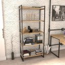 Ver imagem 2 de Estante Livreiro Prisma Estilo Industrial 80cm 5 Prateleiras Carvalho - Mpozenato