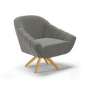 Ver imagem 4 de Kit 01 Namoradeira 02 Lugares e 01 Poltrona Giratória Giovana Suede Grafite Base Madeira MA30 - D'