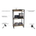 Ver imagem 3 de Estante Livreiro Prisma Estilo Industrial 60cm 3 Prateleiras Carvalho - Mpozenato