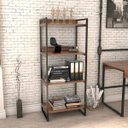 Ver imagem 2 de Estante Livreiro Prisma Estilo Industrial 60cm 4 Prateleiras Nogal - Mpozenato