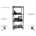Ver imagem 3 de Estante Livreiro Prisma Estilo Industrial 60cm 4 Prateleiras Nogal - Mpozenato