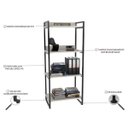 Ver imagem 3 de Estante Livreiro Prisma Estilo Industrial 60cm 4 Prateleiras Snow - Mpozenato