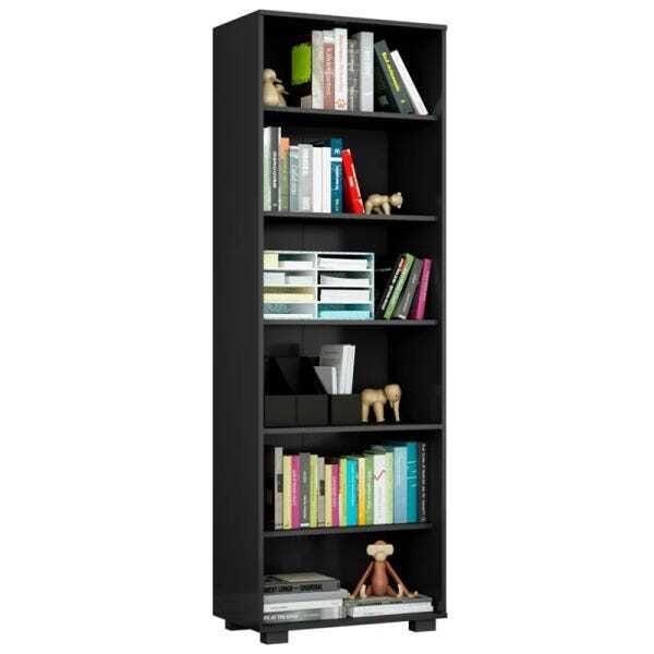 Kit 2 Estantes Livreiro 6 Prateleiras Office Preto - Móveis Leão - 5