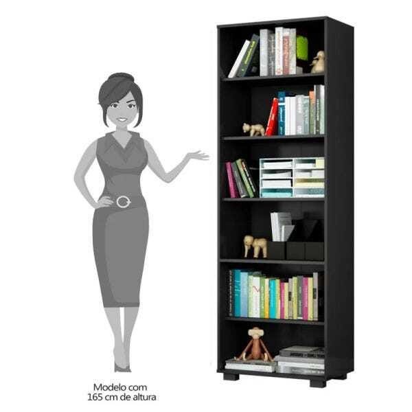 Kit 2 Estantes Livreiro 6 Prateleiras Office Preto - Móveis Leão - 3