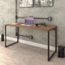 Ver imagem 2 de Mesa de Escritório Office 150cm Estilo Industrial Prisma Nogal - Mpozenato