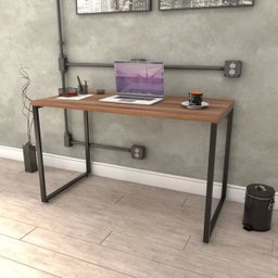 Mesa de Escritório Office 135cm Estilo Industrial Prisma Nogal - Mpozenato - 2