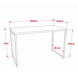Mesa de Escritório Office 135cm Estilo Industrial Prisma Preto Onix - Mpozenato - 4