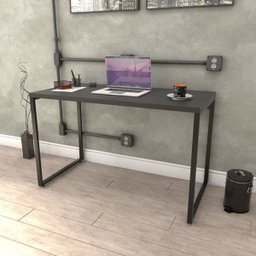 Mesa de Escritório Office 135cm Estilo Industrial Prisma Preto Onix - Mpozenato - 2