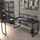 Ver imagem 2 de Mesa de Escritório Office em L 150x150cm Estilo Industrial Prisma Preto Onix - Mpozenato