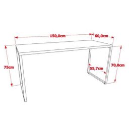Mesa de Escritório Office 150cm Estilo Industrial Prisma Preto Onix - Mpozenato - 4