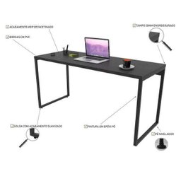 Mesa de Escritório Office 150cm Estilo Industrial Prisma Preto Onix - Mpozenato - 3