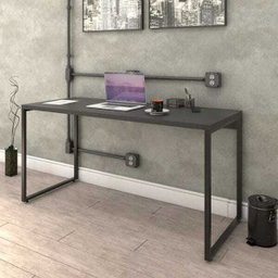 Mesa de Escritório Office 150cm Estilo Industrial Prisma Preto Onix - Mpozenato - 2