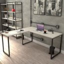 Ver imagem 2 de Mesa de Escritório Office em L 150x150cm Estilo Industrial Prisma Snow - Mpozenato