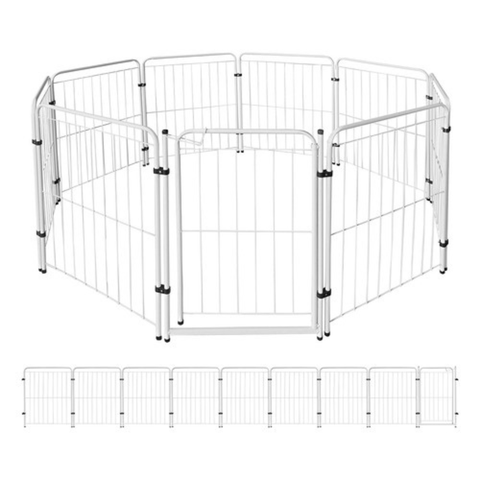 Cercado 8 Módulos + Portão 83cm Utilyse Branco para Pet Cães Cachorros Gatos Coelhos