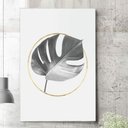 Ver imagem 1 de Placa Decorativa Minimalista Folha e Circulo Dourado-30X45Cm