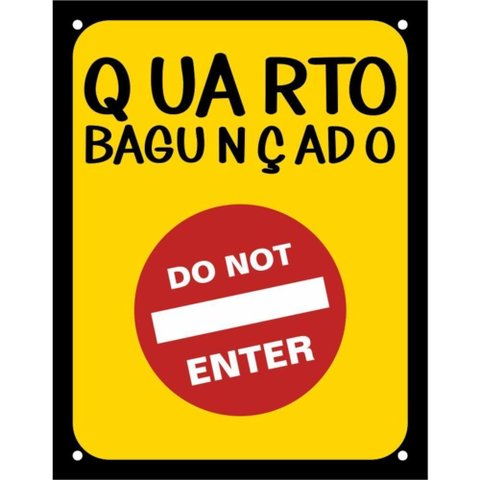 Placa Decorativa Ps 18x23cm Quarto Bagunçado, do Not Enter- Dec13 - Sinalize Placa Ps 18x23 Quart.ba